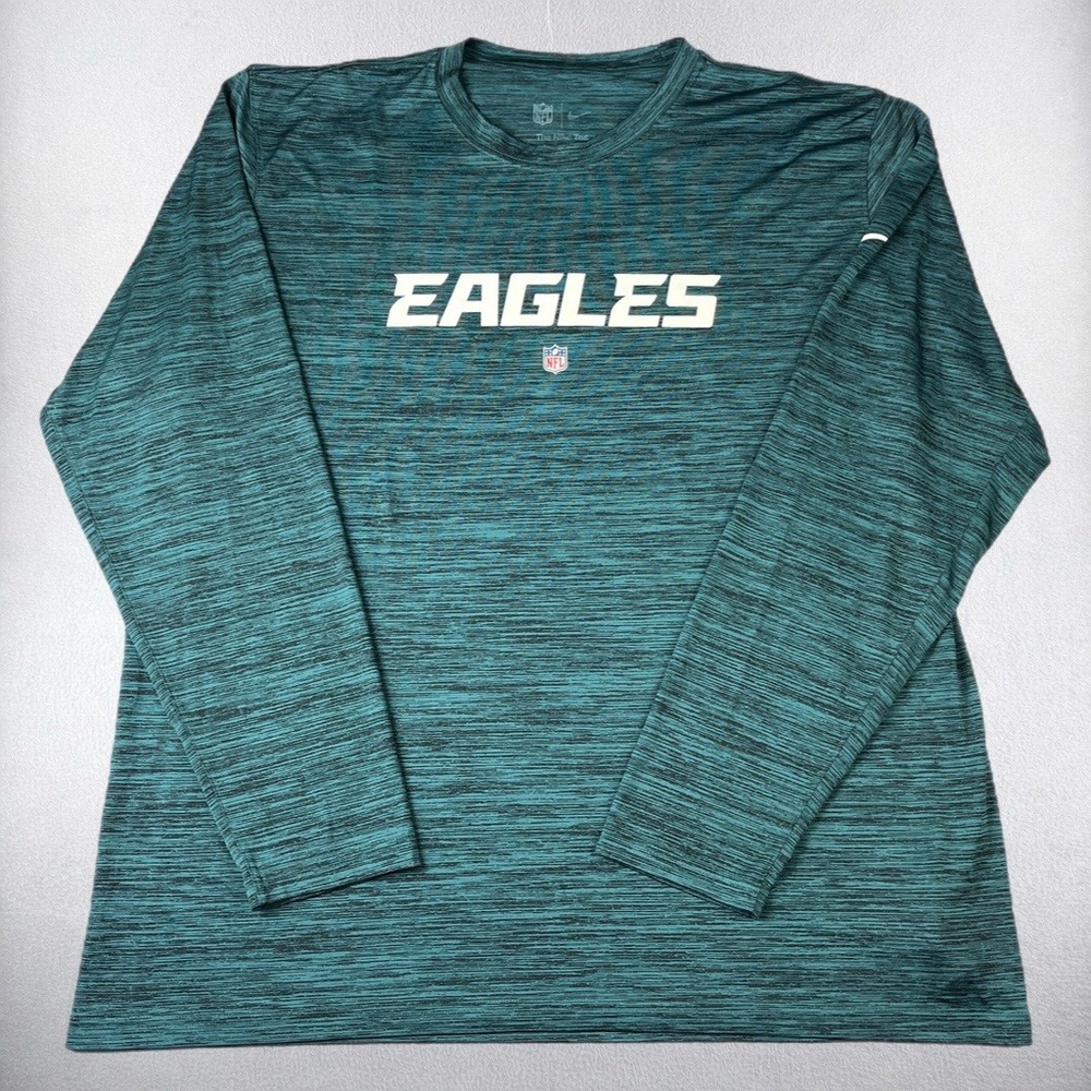 Nike Philadelphia Eagles Mens 2XL Green Space Dye Long Sleeve Dri-FIT Shirt